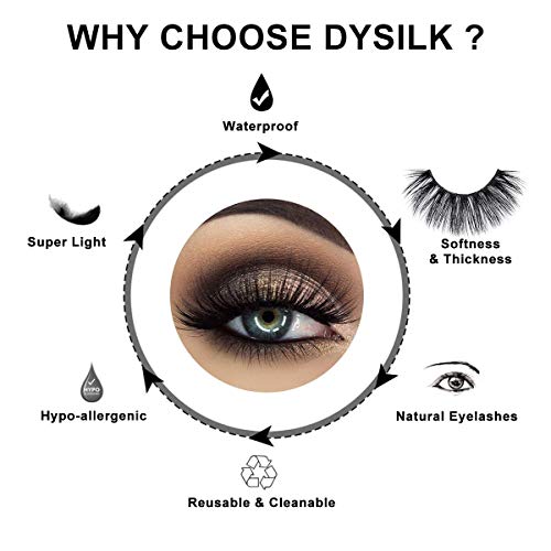 DYSILK Fake Eyelashes - False Eyelashes 3 Pairs 6D Mink lashify - Cat Eye Lashes Natural Look Wispy Fluffy Reusable Self Adhesive Pack Extension |001-0.7 inch
