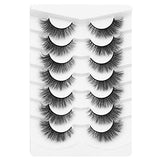 DYSILK 7 Pairs 8D Lashes Faux Mink Eyelashes Cat Eye Wispy Fluffy Natural Look False Eyelashes Long Lashes Pack Mink Lashes Soft Reusable Eye Lashes | Foxy 14mm