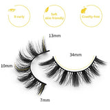DYSILK 10 Pairs Lashes Faux Mink Eyelashes Russian Strip Lashes D Curl Wispy Fluffy Natural Look False Eyelashes Long Lashes Pack Mink Lashes Soft Reusable Eye Lashes | Cat 13mm