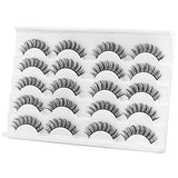 DYSILK Eyelashes False Lashes - 10 Pairs 6D Mink Lashes Faux Eyelashes Fluffy Russian Strip Lash Kit - Fake Lashes Cat Eye Lashes Reusable Lashes Natural Look| 13mm