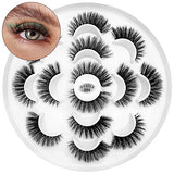 DYSILK 7 Pairs 6D Lashes Faux Mink Eyelashes Cat Eye Wispy Fluffy Natural Look False Eyelashes Long Lashes Pack Mink Lashes Soft Reusable Eye Lashes |004