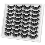 DYSILK False Mink Eyelashes - 16 Pairs 6D Faux Lashes Wispy Fluffy Natural Look - Fake Eyelashes Reusable Soft Multi Layers Cat Eye False Lashes| 18mm