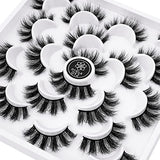 DYSILK False Eyelashes -10 Pairs 6D 16mm Faux Lashes Pack - Cat Eye Lashes Mink Fake Eyelashes Reusable Lashes Wispy Fluffy Natural Look Soft Extension Self Adhesive