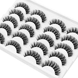 DYSILK 10 Pairs Lashes Faux Mink Eyelashes Russian Strip Lashes D Curl Wispy Fluffy Natural Look False Eyelashes Long Lashes Pack Mink Lashes Soft Reusable Eye Lashes | Full 14mm