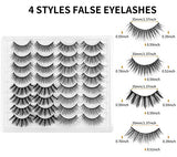 DYSILK Mink Lashes Fake Eyelashes - 16 Pairs 6D Lash 4 Styles Mixed Long Faux Fluffy Crossed Dramatic Look - False Lashes Soft Reusable Handmade Wispy Eyelashes| No Glue