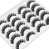 DYSILK 10 Pairs Lashes Faux Mink Eyelashes Russian Strip Lashes D Curl Wispy Fluffy Natural Look False Eyelashes Long Lashes Pack Mink Lashes Soft Reusable Eye Lashes | Curly 15mm
