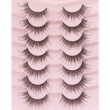 DYSILK 7 Pairs 8D Lashes Faux Mink Eyelashes Long Wispy Fluffy Natural Look False Eyelashes Long Lashes Pack Mink Lashes Soft Reusable Eye Lashes |Manga 18mm