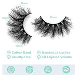 DYSILK False Eyelashes -10 Pairs 6D 18mm Faux Lashes Pack - Mink Eyelashes Reusable Wispy Fluffy Cat Eye Lashes Natural Look Fake Eyelashes Soft Extension