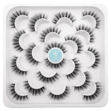 DYSILK Lashes Pack -10 Pairs 6D 12mm Faux Eyelashes - Mink Lashes Natural D Curl Reusable False Eyelashes Fake Eyelashes Soft