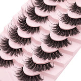 DYSILK 7 Pairs 8D Lashes Faux Mink Eyelashes Long Wispy Fluffy Natural Look False Eyelashes Long Lashes Pack Mink Lashes Soft Reusable Eye Lashes | Drama 18mm
