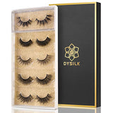 DYSILK False Eyelashes Fake Lashes - 5 Pairs 6D Lashes Mink Eyelashes 5 Styles Mixed - Fluffy Lashes Reusable Fake Eyelashes Wispy Mink Lash Natural Look| 008 15mm-18mm