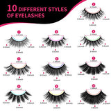 DYSILK Self Adhesive Eyelashes - 30 Pairs 10 Styles Mixed - Lashes Pack False Mink Eyelashes Wispy Fluffy Natural Look Eyelashes Long Lashes Soft Reusable 002