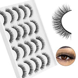 DYSILK Lashes False Eyelashes - 10 Pairs Fake Eyelashes Russian Strip Fluffy D Curl Faux Lashes - Wispy Lashes Fluffy Mink Lashes Cat-Eye Look Manga Lashes Extension Kit | 13mm