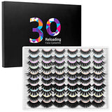 DYSILK Self Adhesive Eyelashes - 30 Pairs 10 Styles Mixed - Lashes Pack False Mink Eyelashes Wispy Fluffy Natural Look Eyelashes Long Lashes Soft Reusable 002