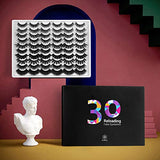 DYSILK Self Adhesive Eyelashes - 30 Pairs 10 Styles Mixed - Lashes Pack False Mink Eyelashes Wispy Fluffy Natural Look Eyelashes Long Lashes Soft Reusable 002