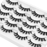 DYSILK 10 Pairs Lashes Faux Mink Eyelashes Russian Strip Lashes D Curl Wispy Fluffy Natural Look False Eyelashes Long Lashes Pack Mink Lashes Soft Reusable Eye Lashes | Cat 13mm