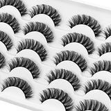 DYSILK 10 Pairs Lashes Faux Mink Eyelashes Russian Strip Lashes D Curl Wispy Fluffy Natural Look False Eyelashes Long Lashes Pack Mink Lashes Soft Reusable Eye Lashes | Full 14mm