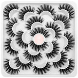 DYSILK False Eyelashes -10 Pairs 6D 17mm Faux Lashes Pack - Mink Eyelashes Wispy Fluffy Reusable Cat Eye Lashes 17MM Eyelashes Lashes Natural Look Fake Soft Extension