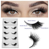 DYSILK Eyelashes Mink Lashes - 5 Pairs 6D Lashes Cat Eye Fake Eyelashes - Strip Lashes Reusable Faux Mink Eyelashes Lash Extension Kit | Angel 4mm-17mm