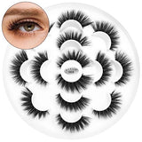 DYSILK 7 Pairs 6D Lashes Faux Mink Eyelashes Cat Eye Wispy Fluffy Natural Look False Eyelashes Long Lashes Pack Mink Lashes Soft Reusable Eye Lashes |008