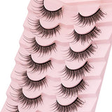 DYSILK 7 Pairs 8D Lashes Faux Mink Eyelashes Long Wispy Fluffy Natural Look False Eyelashes Long Lashes Pack Mink Lashes Soft Reusable Eye Lashes |Manga 18mm