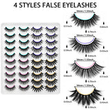 DYSILK Lashes Fluffy Fake Eyelashes - 20 Pairs 6D 4 Styles Mixed Lashes Faux Mink Eyelashes - False Lashes Mink Lashes Natural Look Cat Eye Lashes Wispy Eyelashes Pack| 11mm-20mm