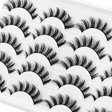 DYSILK 10 Pairs Lashes Faux Mink Eyelashes Russian Strip Lashes D Curl Wispy Fluffy Natural Look False Eyelashes Long Lashes Pack Mink Lashes Soft Reusable Eye Lashes | Cat 13mm