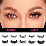 DYSILK Self Adhesive Eyelashes - 30 Pairs 10 Styles Mixed - Lashes Pack False Mink Eyelashes Wispy Fluffy Natural Look Eyelashes Long Lashes Soft Reusable 002