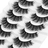 DYSILK 7 Pairs 8D Lashes Faux Mink Eyelashes Wispy Fluffy Natural Look False Eyelashes Long Lashes Pack Mink Lashes Soft Reusable Eye Lashes | Bloom 15mm