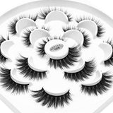 DYSILK 7 Pairs 6D Lashes Faux Mink Eyelashes Cat Eye Wispy Fluffy Natural Look False Eyelashes Long Lashes Pack Mink Lashes Soft Reusable Eye Lashes |008