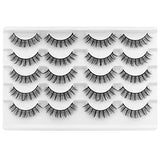 DYSILK 10 Pairs Lashes Faux Mink Eyelashes Russian Strip Lashes D Curl Wispy Fluffy Natural Look False Eyelashes Long Lashes Pack Mink Lashes Soft Reusable Eye Lashes | Natural 13mm