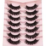DYSILK 7 Pairs 8D Lashes Faux Mink Eyelashes Long Wispy Fluffy Natural Look False Eyelashes Long Lashes Pack Mink Lashes Soft Reusable Eye Lashes | Drama 18mm