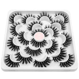 DYSILK False Eyelashes -10 Pairs 6D 17mm Faux Lashes Pack - Mink Eyelashes Wispy Fluffy Reusable Cat Eye Lashes 17MM Eyelashes Lashes Natural Look Fake Soft Extension