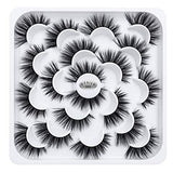 DYSILK Lashes Natural Look -10 Pairs 6D 15mm Faux Lashes Pack - Cat Eye Lashes Fluffy Eyelashes Fake Lashes Reusable False Eyelashes Wispy