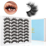 DYSILK False Mink Eyelashes - 16 Pairs 6D Faux Lashes Wispy Fluffy Natural Look - Fake Eyelashes Reusable Soft Multi Layers Cat Eye False Lashes| 18mm