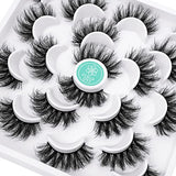 DYSILK False Eyelashes -10 Pairs 6D 18mm Faux Lashes Pack - Mink Eyelashes Reusable Wispy Fluffy Cat Eye Lashes Natural Look Fake Eyelashes Soft Extension