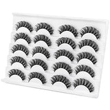 DYSILK Lashes Fake Eyelashes - 10 Pairs 6D Mink Lashes Faux Eyelashes - Wispy False Lashes Fluffy Eyelashes Russian Strip Eyelash Extension Reusable Lashes Pack| 14mm