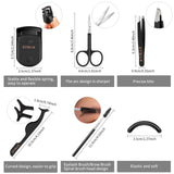 DYSILK Eyelash Curler Kit 7 in 1 Upgraded Designed Fit All Eyes Include Mini Eyelash Curler Lashes Eyebrow Brush and Tweezers Extension Tweezers Scissors Rubber pad|With Flannel Bag