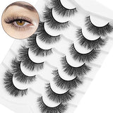 DYSILK 7 Pairs 8D Lashes Faux Mink Eyelashes Cat Eye Wispy Fluffy Natural Look False Eyelashes Long Lashes Pack Mink Lashes Soft Reusable Eye Lashes | Foxy 14mm