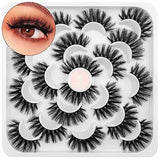DYSILK False Eyelashes -10 Pairs 6D 17mm Faux Lashes Pack - Mink Eyelashes Wispy Fluffy Reusable Cat Eye Lashes 17MM Eyelashes Lashes Natural Look Fake Soft Extension