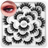 DYSILK False Eyelashes -10 Pairs 6D 18mm Faux Lashes Pack - Lashes Mink Long Natural Look Reusable Fake Eyelashes Wispy Fluffy Cat Eye Soft