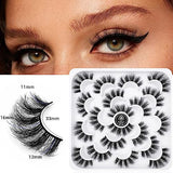 DYSILK False Eyelashes -10 Pairs 6D 16mm Faux Lashes Pack - Cat Eye Lashes Mink Fake Eyelashes Reusable Lashes Wispy Fluffy Natural Look Soft Extension Self Adhesive