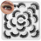 DYSILK Cat Eye Lashes -10 Pairs 6D 14.5mm Faux Lashes Pack - Fluffy Lashes Wispy Mink Natural Look Fake Lashes Reusable False Eyelashes