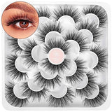 DYSILK False Eyelashes -10 Pairs 6D 19mm mix style Faux Lashes Pack - Wispy Eyelashes Fluffy Reusable Lashes Natural Look Mink Fake Eyelashes Cat Eye Lashes Soft Extension