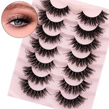 DYSILK 7 Pairs 8D Lashes Faux Mink Eyelashes Long Wispy Fluffy Natural Look False Eyelashes Long Lashes Pack Mink Lashes Soft Reusable Eye Lashes | Drama 18mm