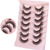 DYSILK 7 Pairs 8D Lashes Faux Mink Eyelashes Wispy Fluffy Natural Look False Eyelashes Long Lashes Pack Mink Lashes Soft Reusable Eye Lashes |Ruffle 16mm