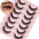 DYSILK 7 Pairs 8D Lashes Faux Mink Eyelashes Wispy Fluffy Natural Look False Eyelashes Long Lashes Pack Mink Lashes Soft Reusable Eye Lashes |Ruffle 16mm