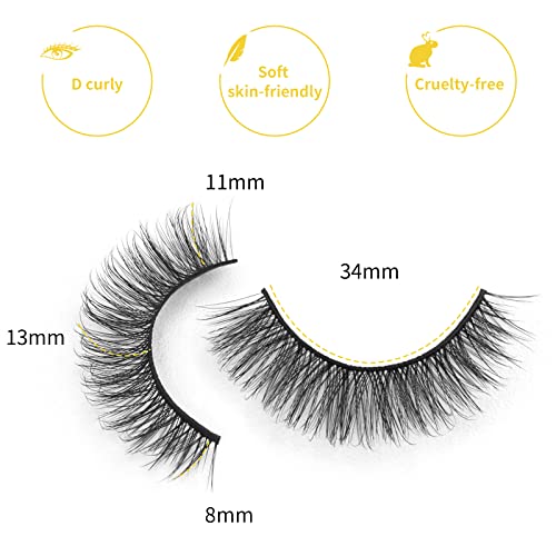 DYSILK 10 Pairs Lashes Faux Mink Eyelashes Russian Strip Lashes D Curl Wispy Fluffy Natural Look False Eyelashes Long Lashes Pack Mink Lashes Soft Reusable Eye Lashes | Wispy 13mm