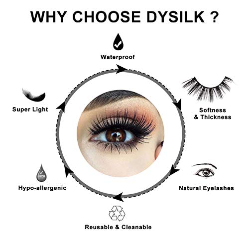 DYSILK Fake Eyelashes - False Eyelashes 3 Pairs 6D Mink lashify - Fluffy Lashes Natural Look Wispy Cat Eye Reusable Self Adhesive Lashes Pack Extension |003-0.8 inch