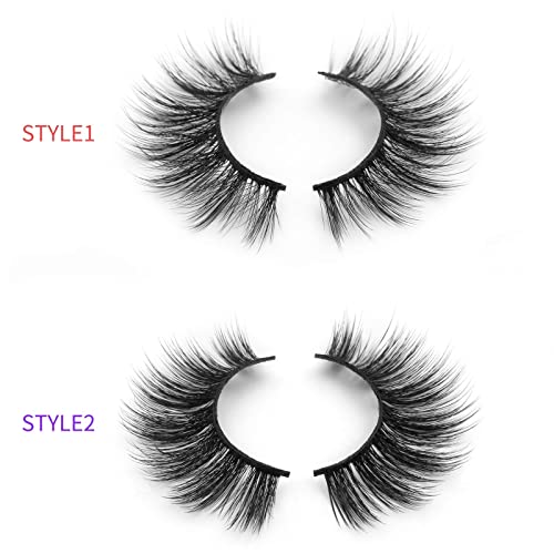 DYSILK False Eyelashes -10 Pairs 6D 19mm Faux Lashes Pack - Eyelashes Natural Look Reusable Cat Eye Lashes Mink Fake Eyelashes Wispy Fluffy Lashes Soft Extension